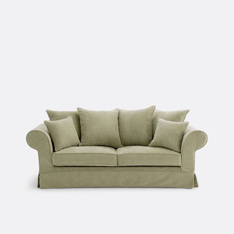 Adelia - Canapé convertible 3 places tissu chiné vert - Vue supplémentaire 1