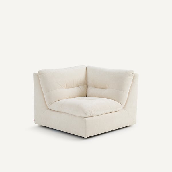 GIULIANO canapé d'angle fixe velours chenille blanc