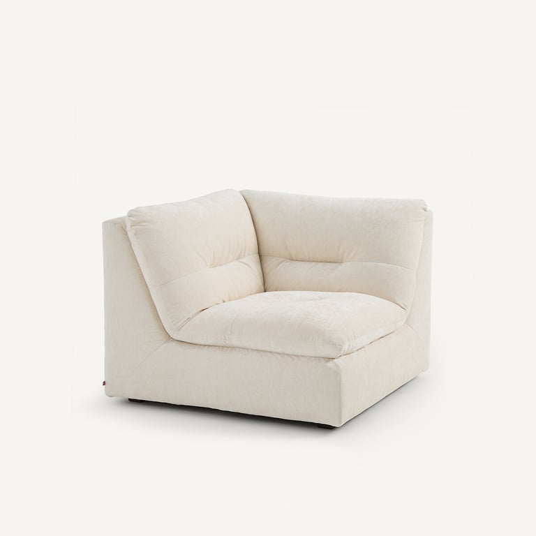 GIULIANO canapé d'angle fixe velours chenille blanc - Vue supplémentaire 1