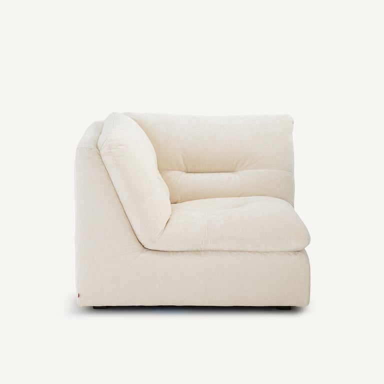 GIULIANO canapé d'angle fixe velours chenille blanc - Vue supplémentaire 2