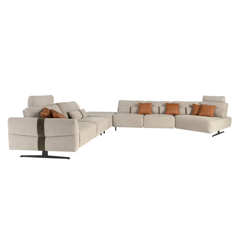 Angel Cerda - Canapé d'angle fixe relax tissu beige - Vue supplémentaire 2