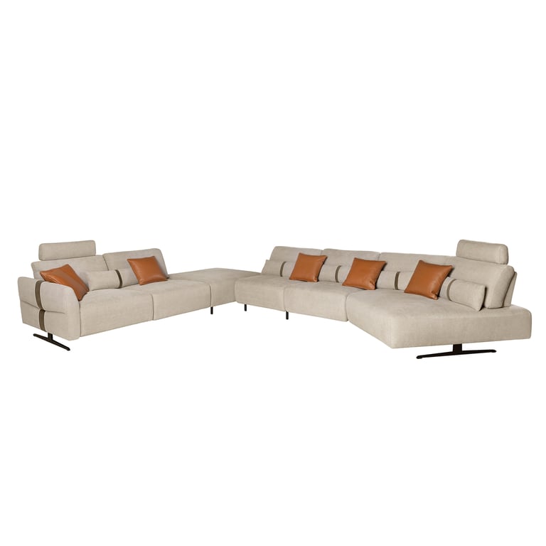 Angel Cerda - Canapé d'angle fixe relax tissu beige - Vue supplémentaire 1