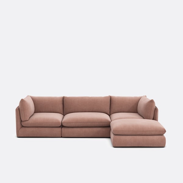 Malo - Canapé modulable 3 places tissu texturé marron