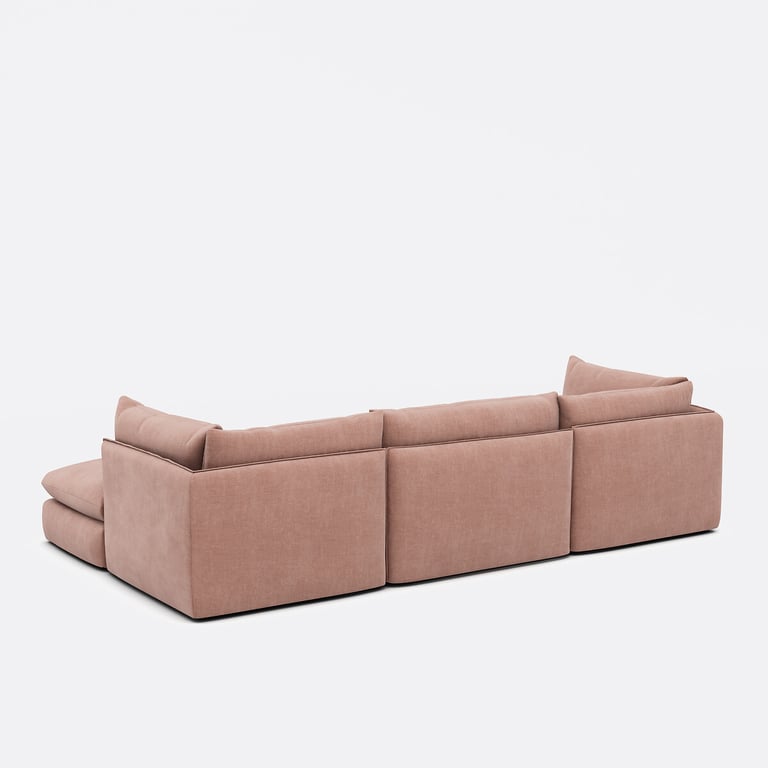 MALO canapé 3 places modulable avec pouf en tissu structuré marron - Vue supplémentaire 2