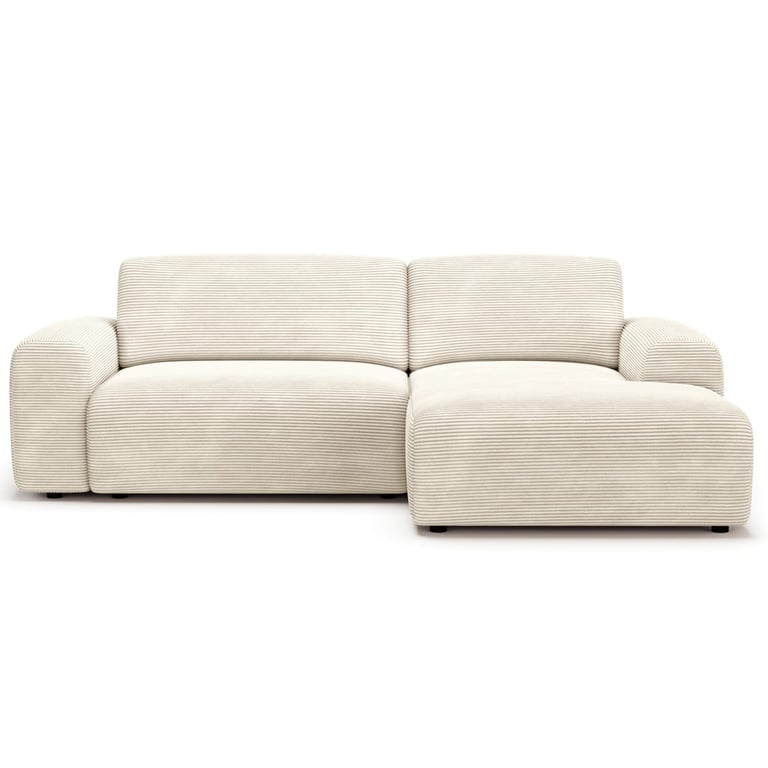 Luno - Canapé d'angle convertible 5 places velours côtelé beige - Vue supplémentaire 1