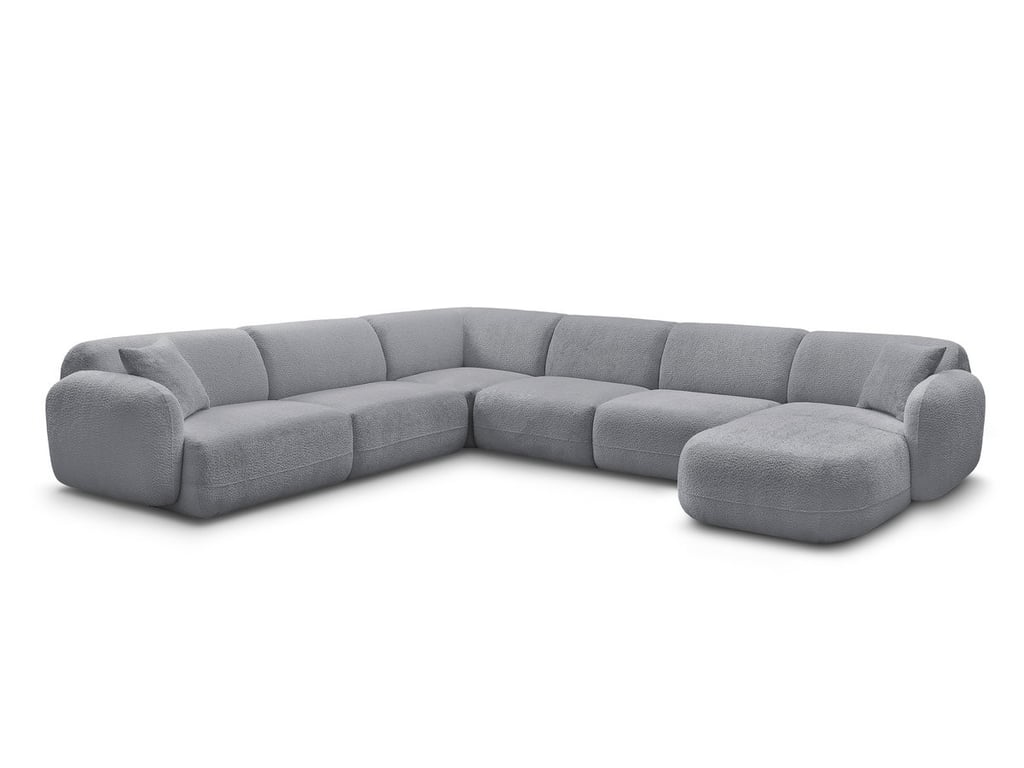 Anda - Canapé d'angle fixe 6 places chenille gris - Vue supplémentaire 2