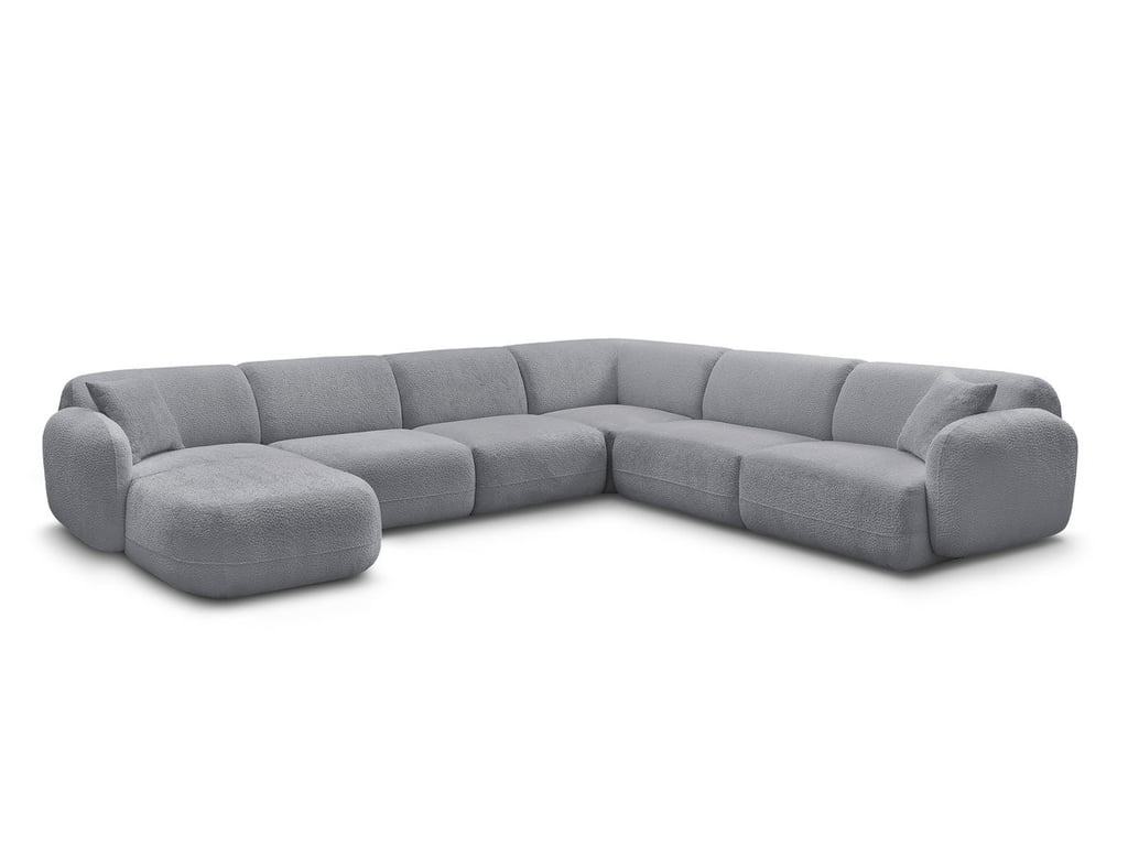 Anda - Canapé d'angle fixe 6 places chenille gris - Vue supplémentaire 1