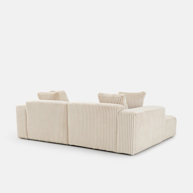 Liora - Canapé d'angle gauche 3 places velours côtelé beige - Vue supplémentaire 3