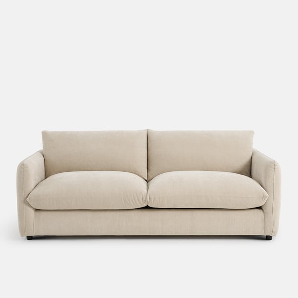 Yde - Canapé convertible 3 places tissu chiné beige