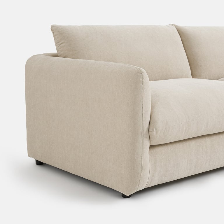 Yde - Canapé convertible 3 places tissu chiné beige - Vue supplémentaire 1
