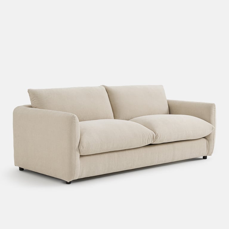 Yde - Canapé convertible 3 places tissu chiné beige - Vue supplémentaire 2