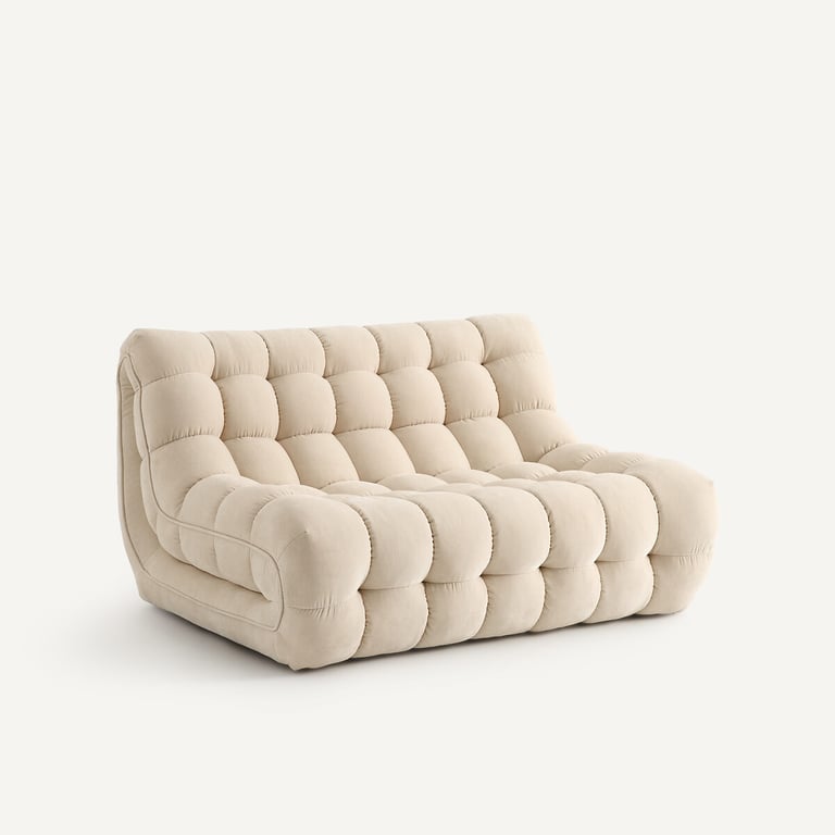 Banquette modulable 2 places, capitonnée, en velours, JUD