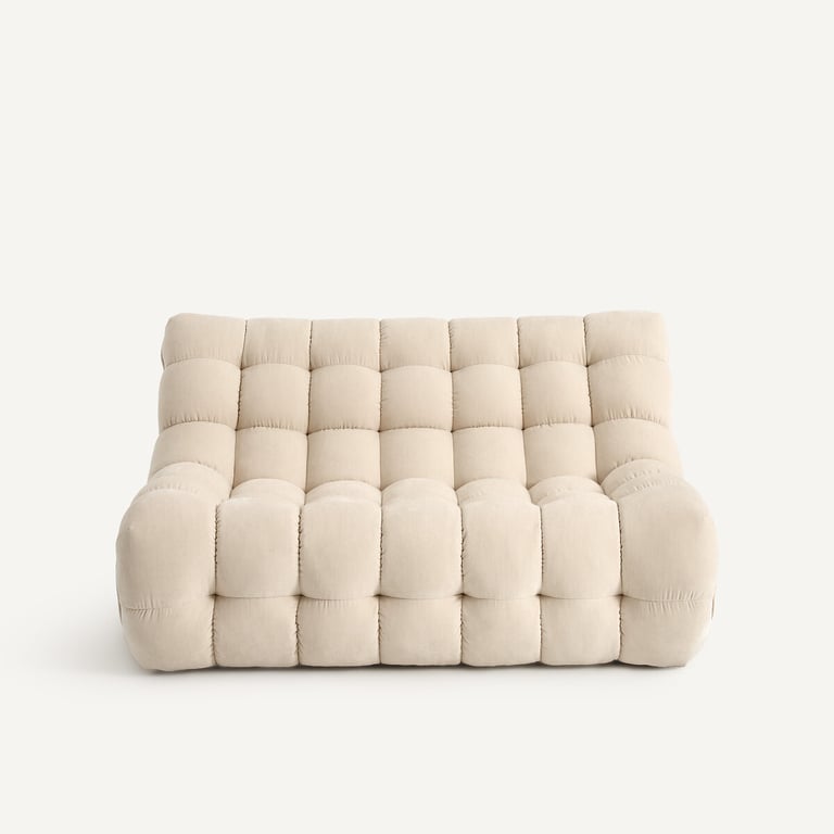 Jud - Banquette modulable 2 places velours beige - Vue supplémentaire 1