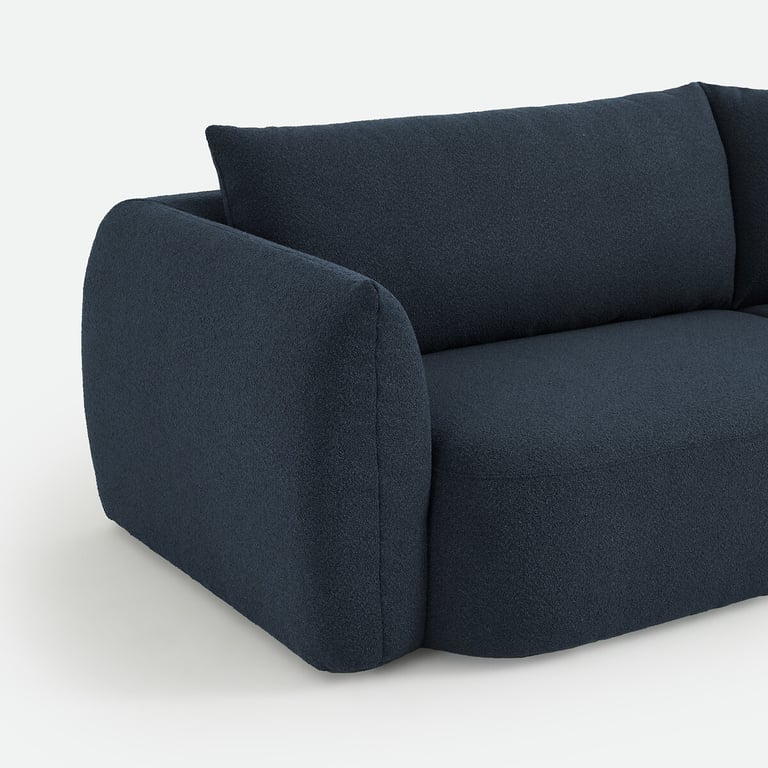 Edith - Canapé 5 places tissu bouclette bleu - Vue supplémentaire 1