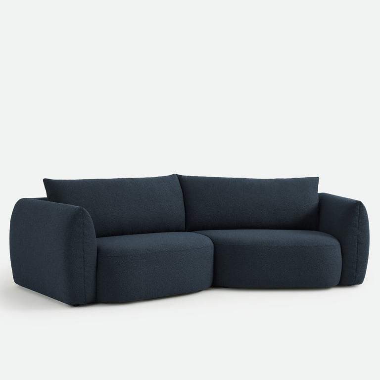 Edith - Canapé 5 places tissu bouclette bleu - Vue supplémentaire 2