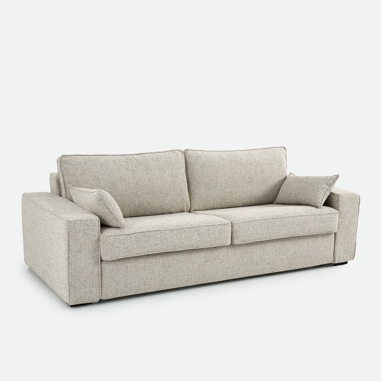 Cecilia - Canapé convertible 3 places tissu texturé beige - Vue supplémentaire 2