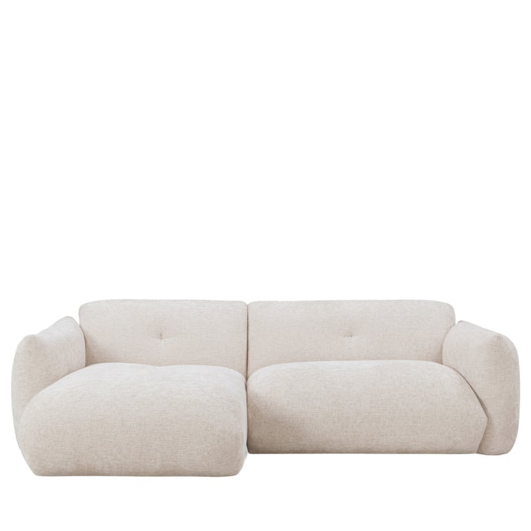Bocca - Canapé d'angle 4 places tissu capitonné beige - Vue supplémentaire 1