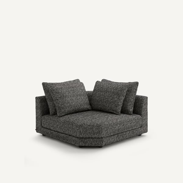 Tiberio - Canapé d'angle modulable tissu bouclette noir