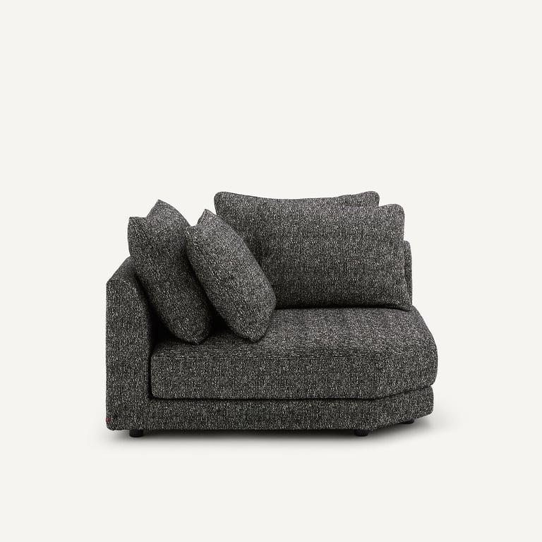 Tiberio - Canapé d'angle modulable tissu bouclette noir - Vue supplémentaire 2