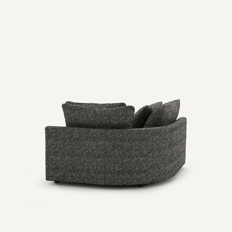 Tiberio - Canapé d'angle modulable tissu bouclette noir - Vue supplémentaire 3