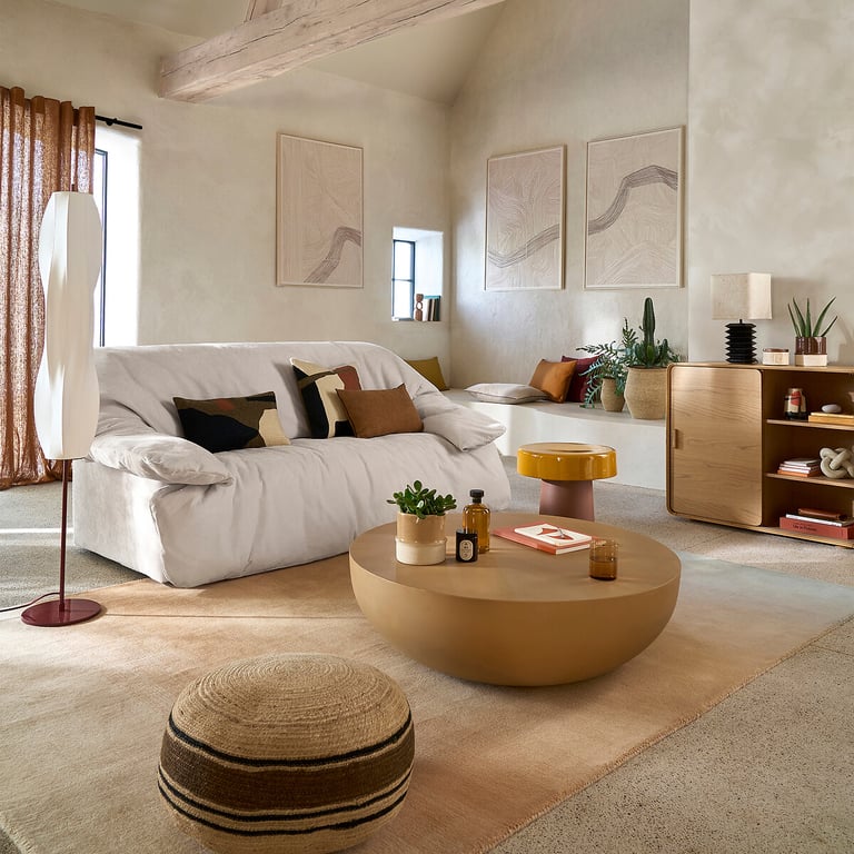 Canapé droit 2 ou 3 places, en chenille fine, BACKY