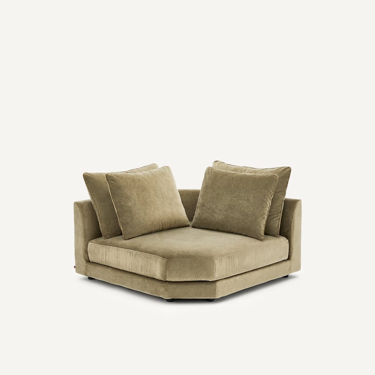 Canapé d'angle modulable en velours de lin, TIBERIO