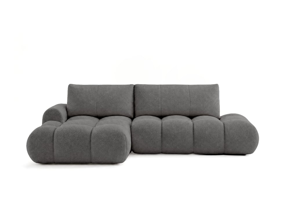 Yulin - Canapé d'angle convertible gauche 4 places tissu bouclette gris - Vue supplémentaire 1