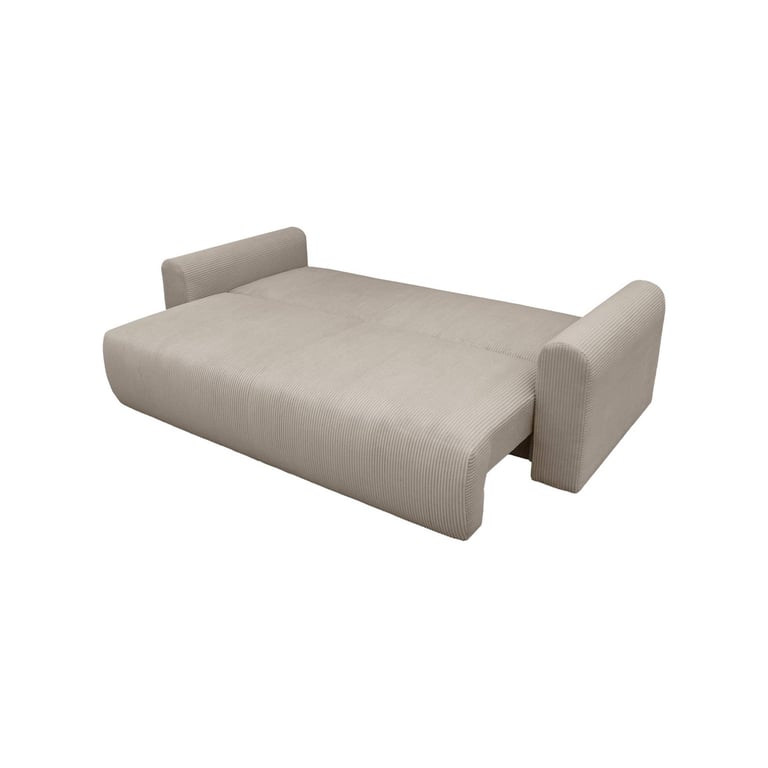 Almo - Canapé convertible 3 places velours côtelé beige - Vue supplémentaire 2