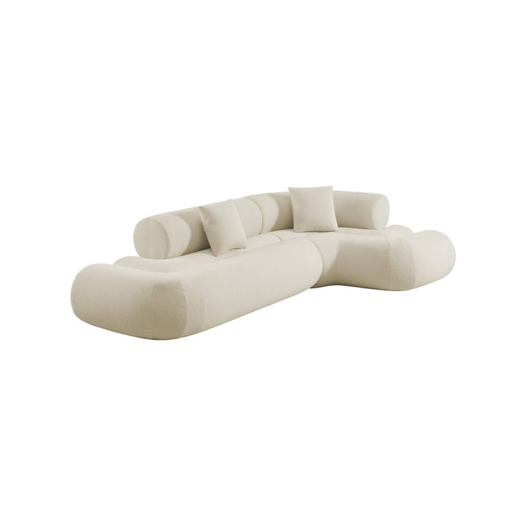 Iconik - Canapé d'angle droit 3 places tissu bouclette blanc - Vue supplémentaire 1