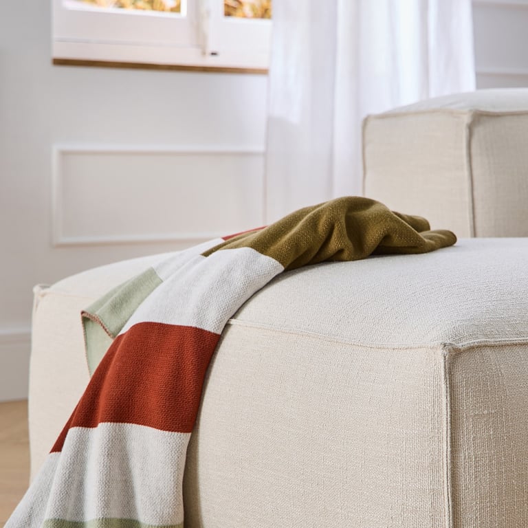 Edwin - Canapé d'angle 5 places tissu bouclette beige - Vue supplémentaire 3