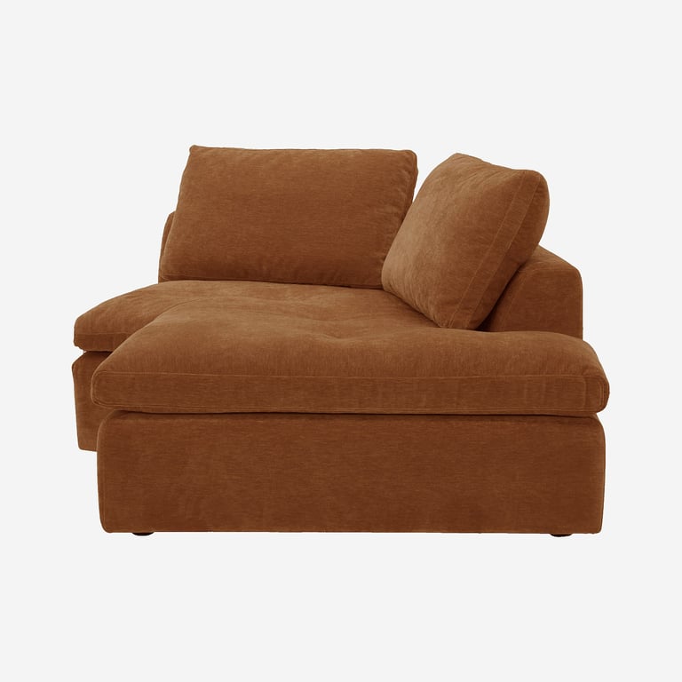 Ameria - Méridienne d'angle modulable incurvée droite tissu marron - Vue supplémentaire 1