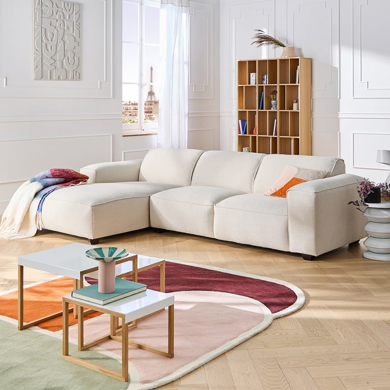 Canapé d'angle en tissu bouclette courte POSADA ll