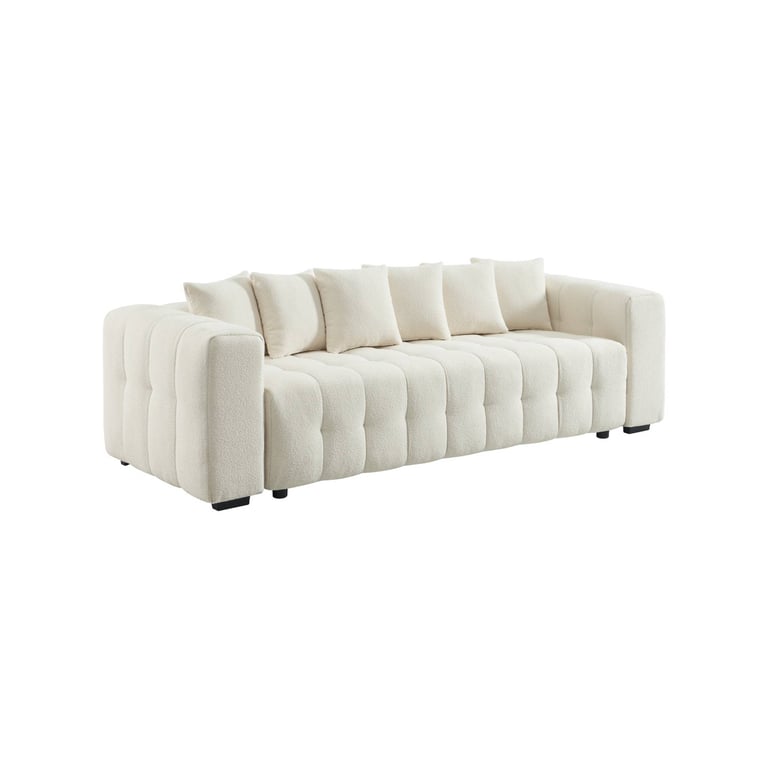 Leon - Canapé convertible 3 places tissu bouclette blanc - Vue supplémentaire 1