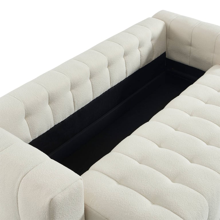 Leon - Canapé convertible 3 places tissu bouclette blanc - Vue supplémentaire 3