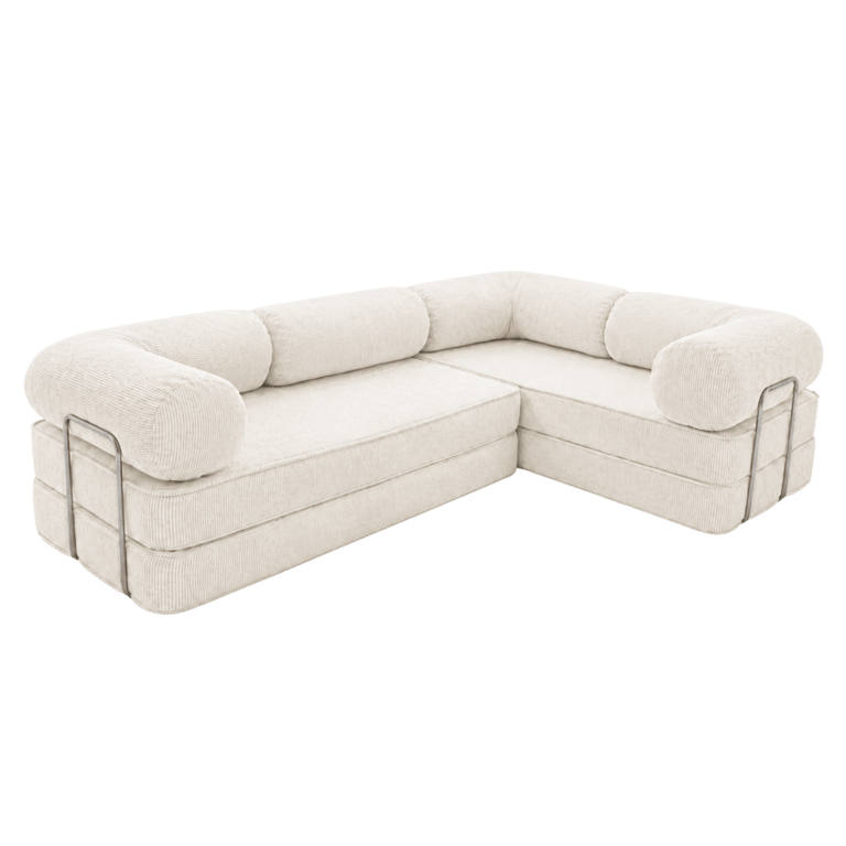Surb - Canapé d'angle modulable 4 places velours côtelé beige - Vue supplémentaire 1