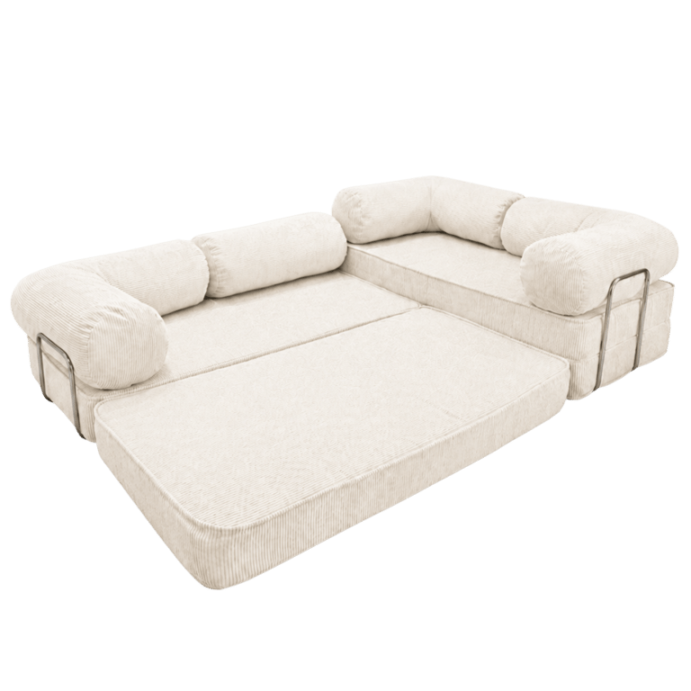 Surb - Canapé d'angle modulable 4 places velours côtelé beige - Vue supplémentaire 3