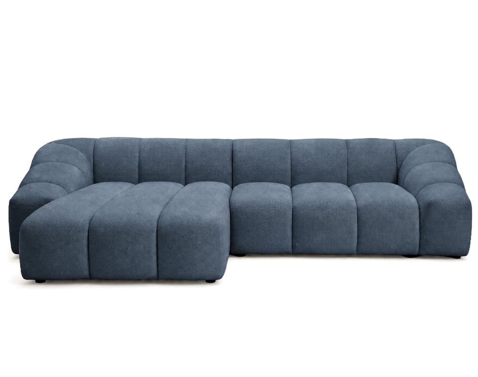 Ava - Canapé d'angle réversible 4 places velours bleu - Vue supplémentaire 1