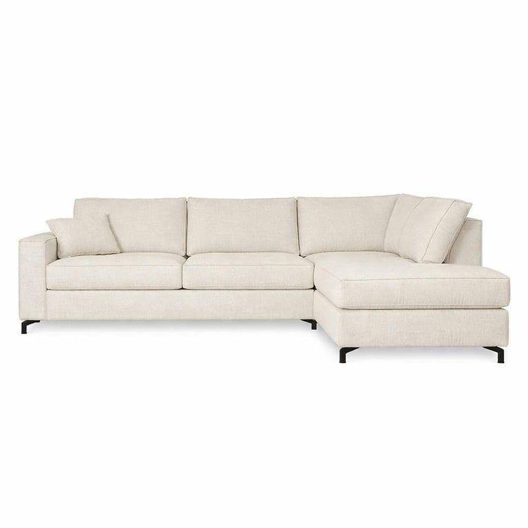 Rivoli - Canapé d'angle droit 5 places tissu texturé beige - Vue supplémentaire 1