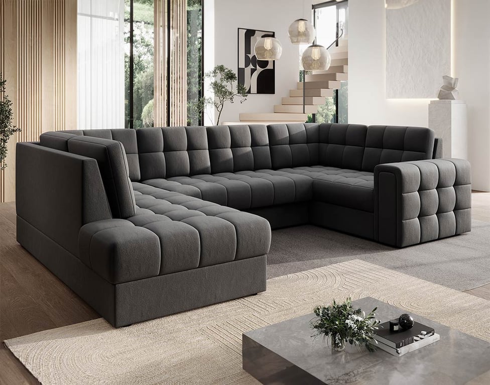 Produit similaire: Nappa - Canapé panoramique convertible droit 7 places velours gris
