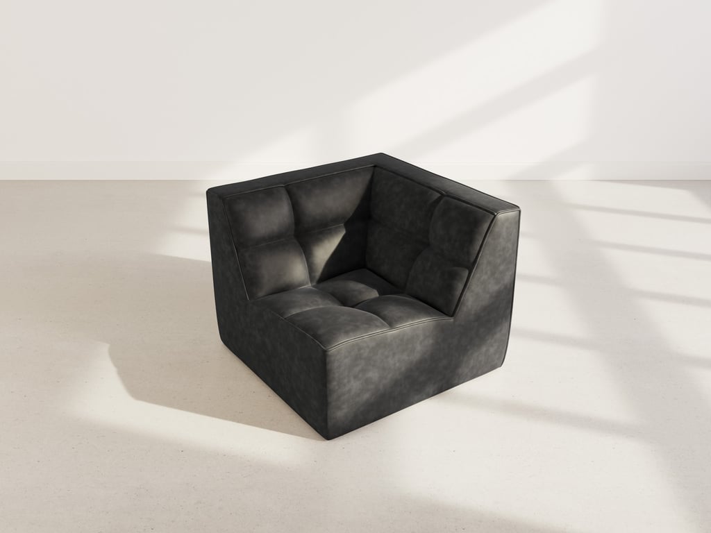 Alya - Module d'angle similicuir noir - Vue supplémentaire 2