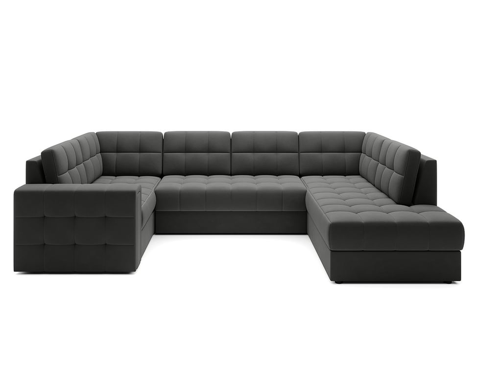 Nappa - Canapé panoramique convertible gauche 7 places velours gris - Vue supplémentaire 1