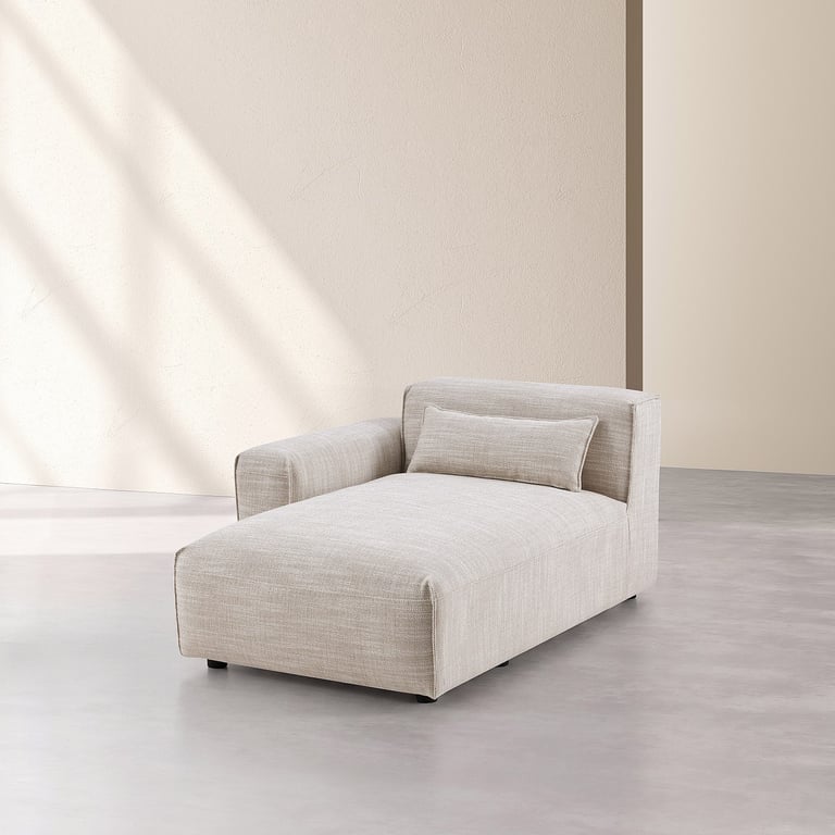 Kofi - Méridienne d'angle modulable gauche tissu beige - Vue supplémentaire 3