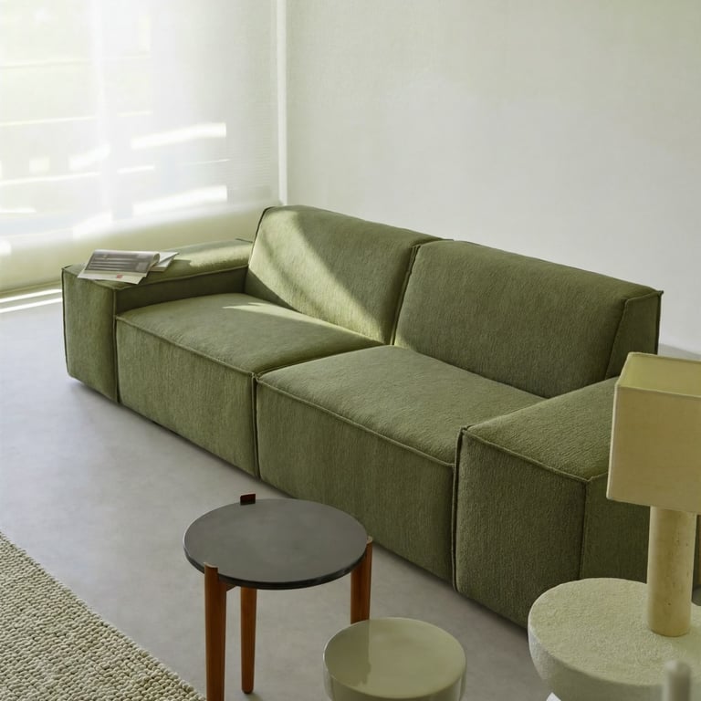 Dario - Canapé modulable 2 places tissu texturé vert - Vue supplémentaire 2