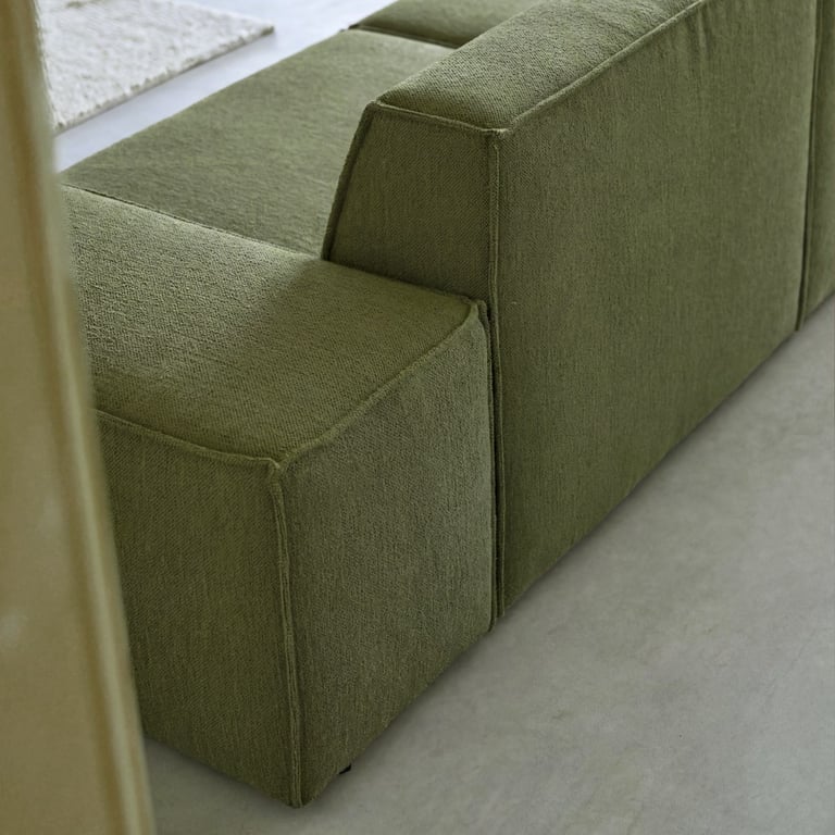 Dario - Canapé modulable 2 places tissu texturé vert - Vue supplémentaire 3