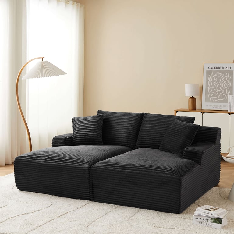 Canapé droit compressé fixe velours  KENEDY