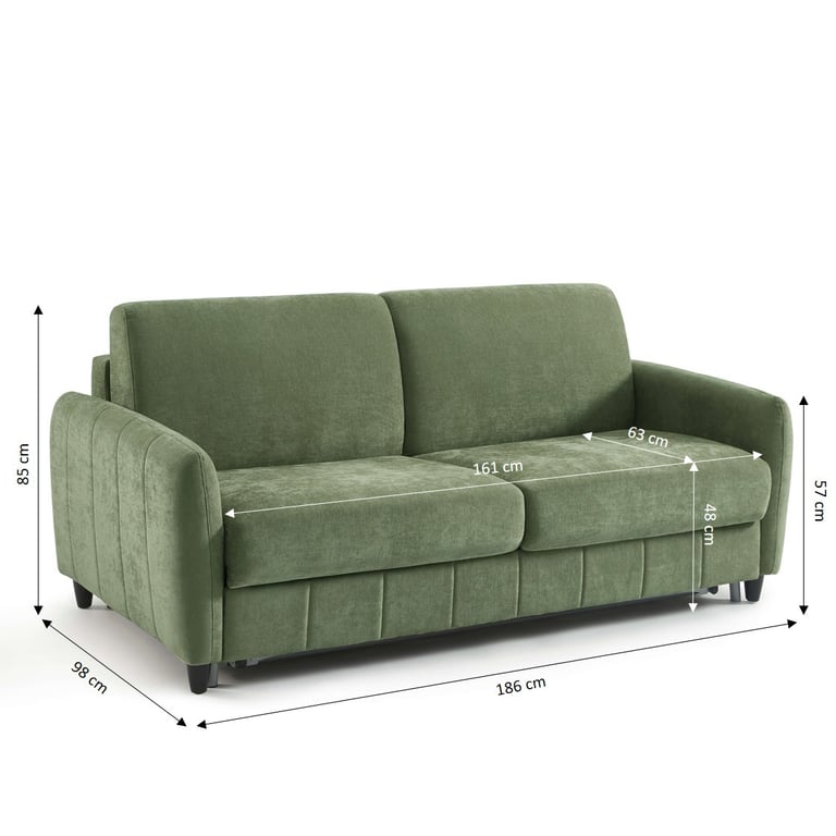 Ornoa - Canapé convertible 3 places tissu vert - Vue supplémentaire 1