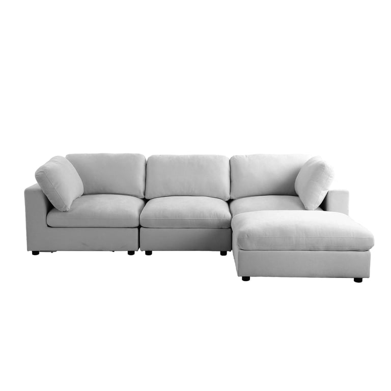 Mizar - Canapé d'angle modulable 4 places tissu gris - Vue supplémentaire 1
