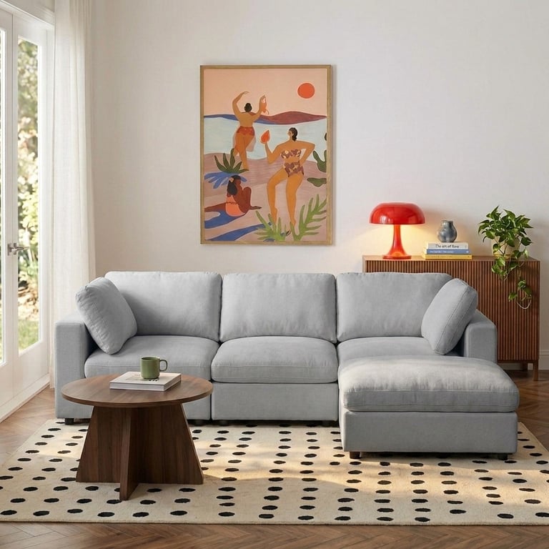 Mizar - Canapé d'angle modulable 4 places tissu gris - Vue supplémentaire 3