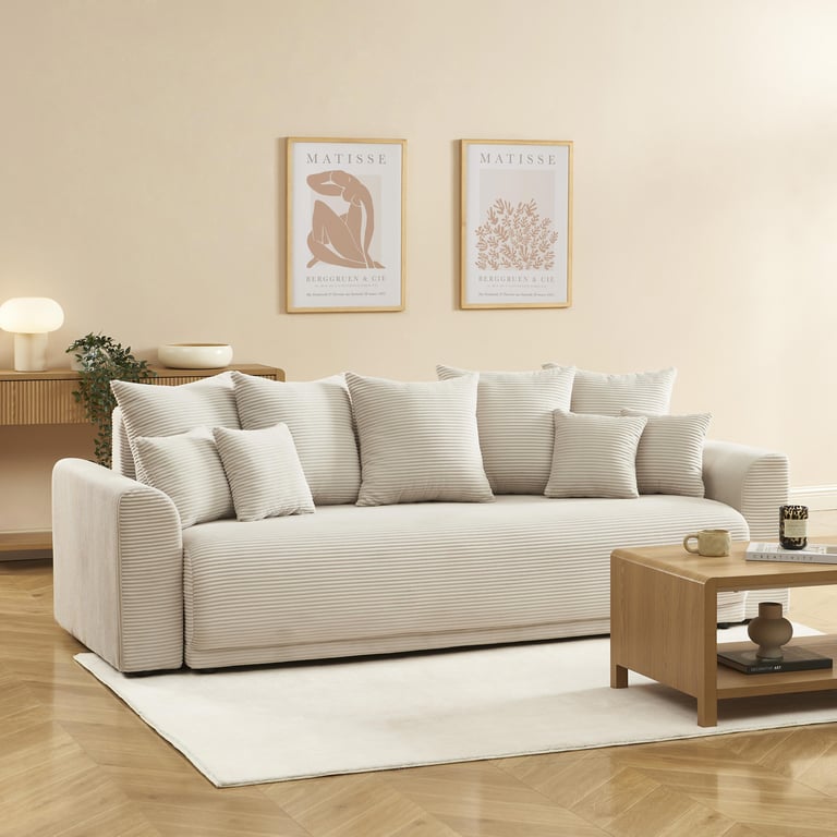 Produit similaire: Soline - Canapé convertible 3 places velours côtelé beige