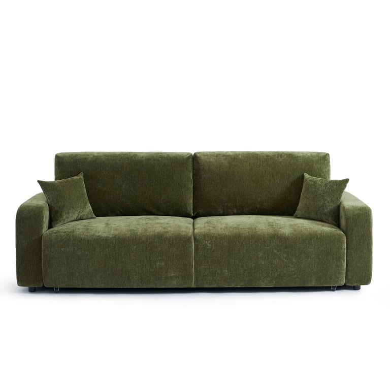 Livio - Canapé convertible 3 places tissu vert - Vue supplémentaire 1